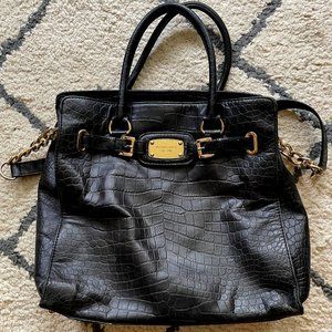 Michael Kors Hamilton Black Alligator Skin Handbag
